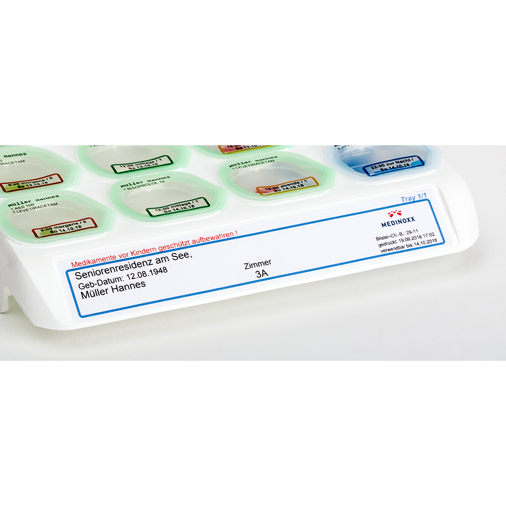 Etikett für Trayvorderseite